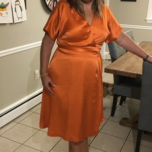 Banana Republic Orange Silk Wrap Dress